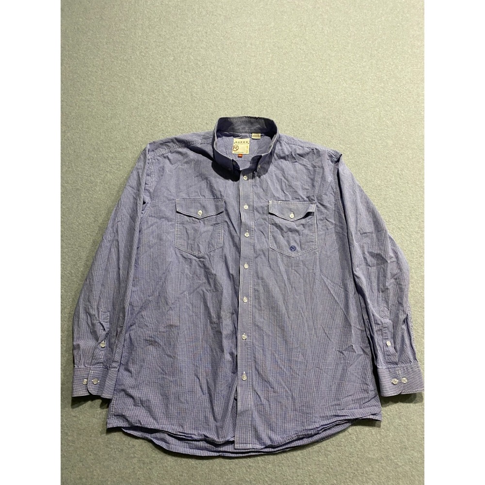 Roper Button Down Shirt Mens XL Small Blue & White Gingham Cowboy Western Casual - Picture 1 of 10